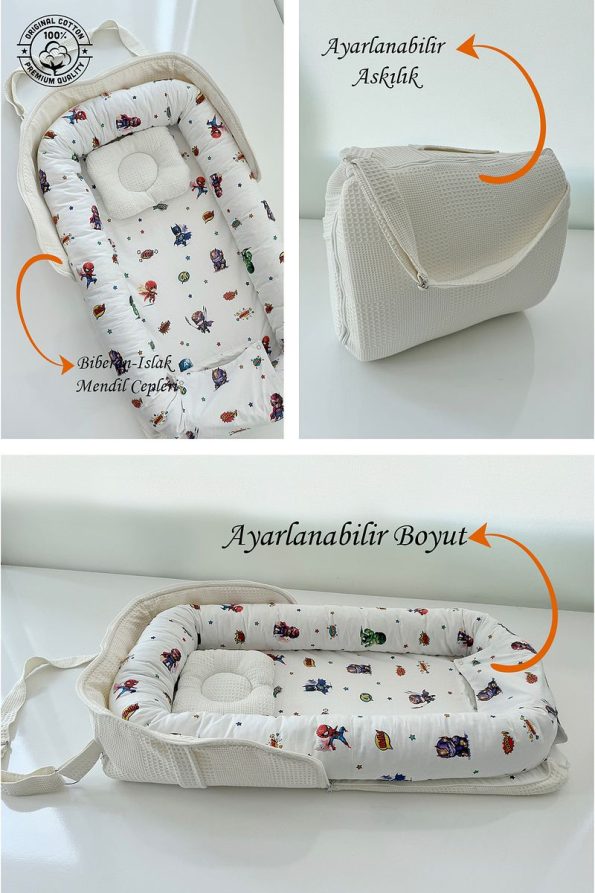 Jaju Baby Nest Portable Baby Nest with Bag Cute Character Design