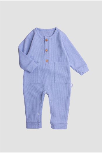 Chicsy Baby Waffle-Style Wooden Button Cotton Baby Romper