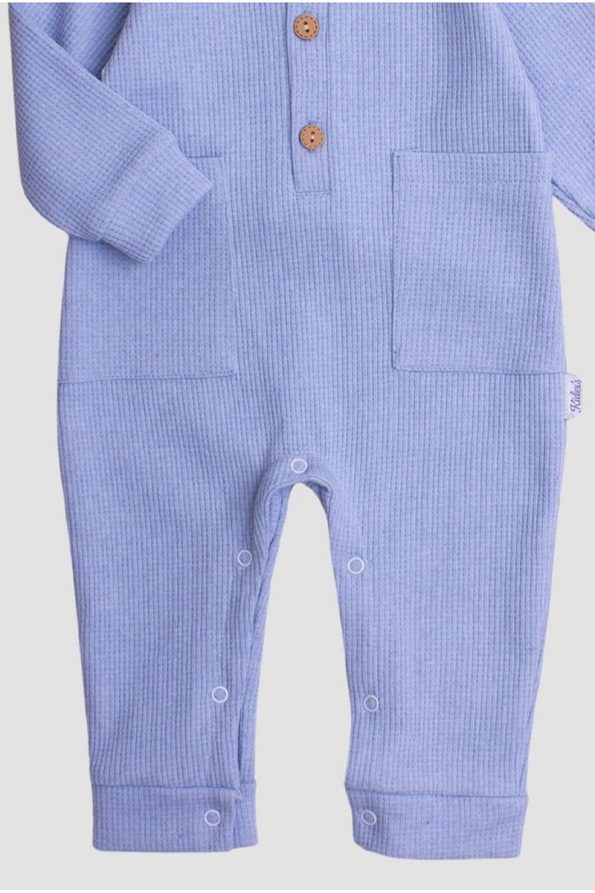 Chicsy Baby Waffle-Style Wooden Button Cotton Baby Romper