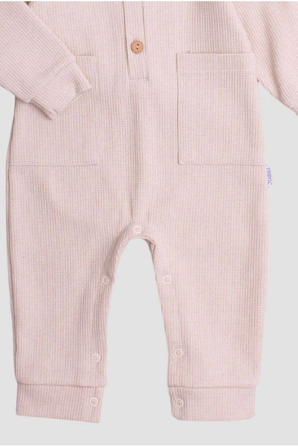 Chicsy Baby Waffle Print Wooden Button Cotton Baby Bodysuit