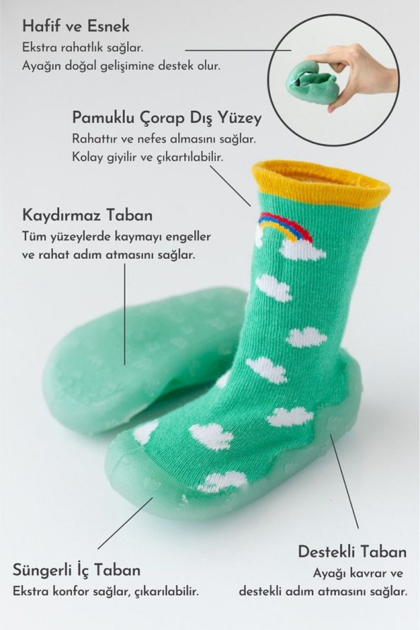 Rainbow Non-Slip Sole Sock Slippers