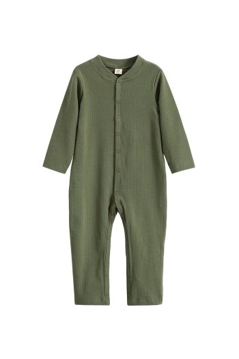 Molica Baby Unisex Snap Organic Cotton Ribbed Baby Romper