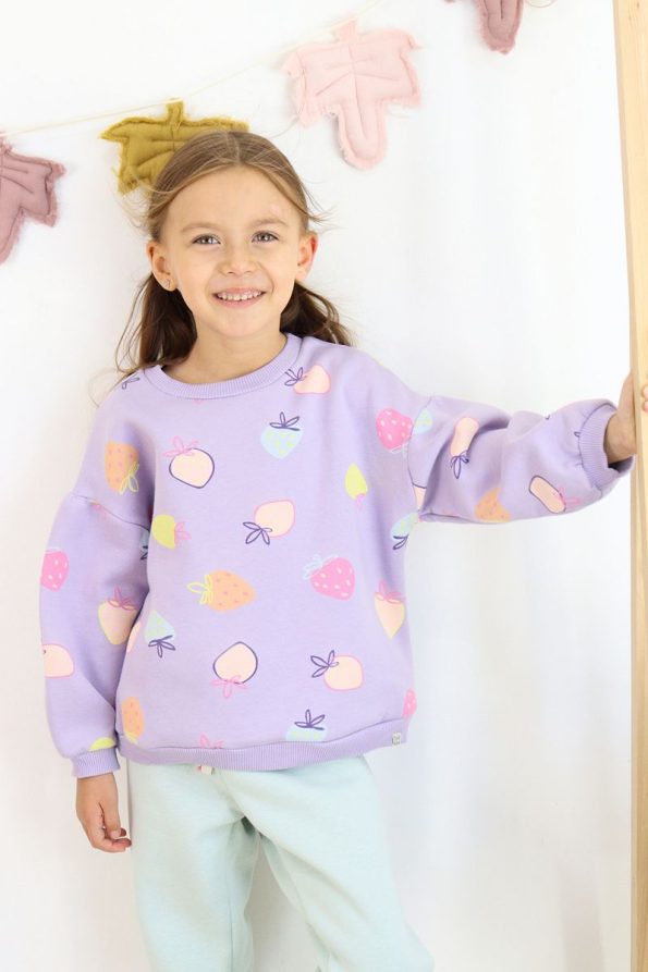 HARIKA KIDS Girls' Fruit Patterned Fleece-Lined Tracksuit