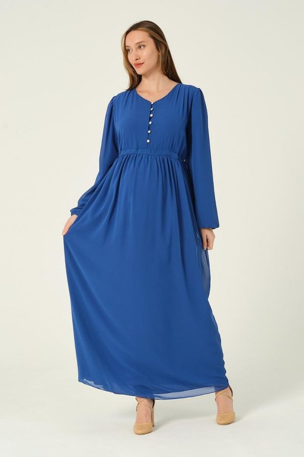 Maternity Chiffon Maxi Dress with Ties in Royal Blue