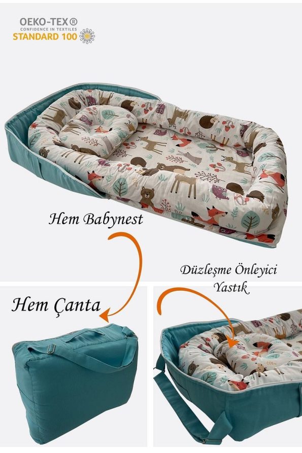 Jaju Baby Nest Forest Pattern Portable Baby Bed with Bag