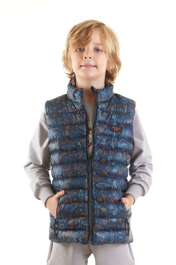 AHENGİM Kids Boys' Trendy Padded Vest with Robot Print