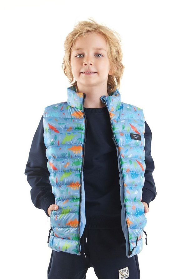 AHENGİM Kids Boys Dinosaur Print Trendy Puffer Vest