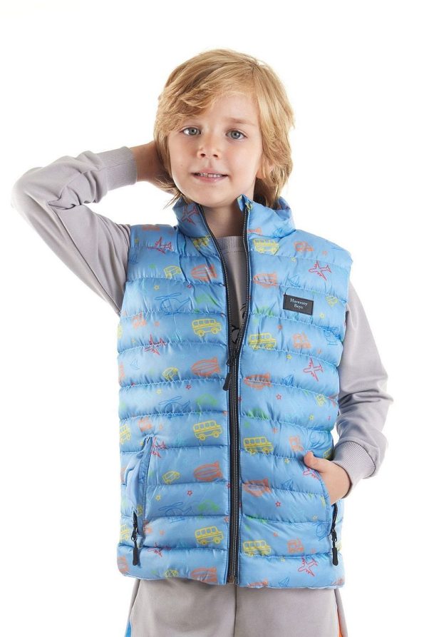 AHENGİM Kids Boys' Trendy Toy Printed Puffer Vest