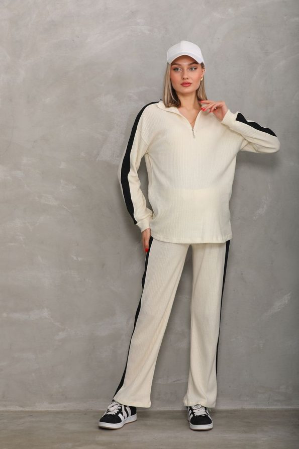 Miss World Lissa Side Striped Maternity and Nursing Soft Fabric Tracksuit