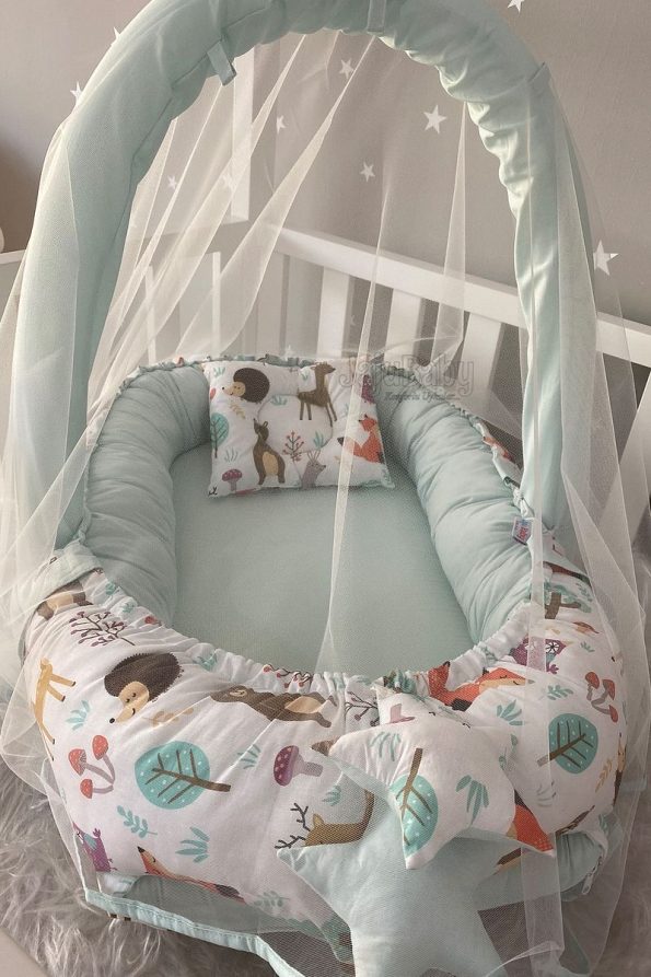 Jaju Baby Cute Forest Baby Nest with Canopy and Toy Hanger