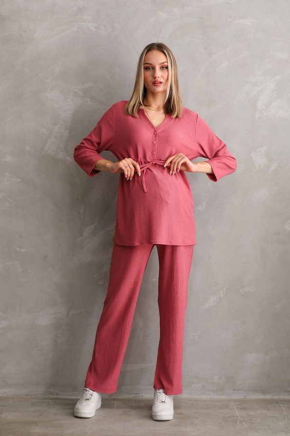 Miss World Lissa Front Button Maternity and Nursing Top and Bottom Set