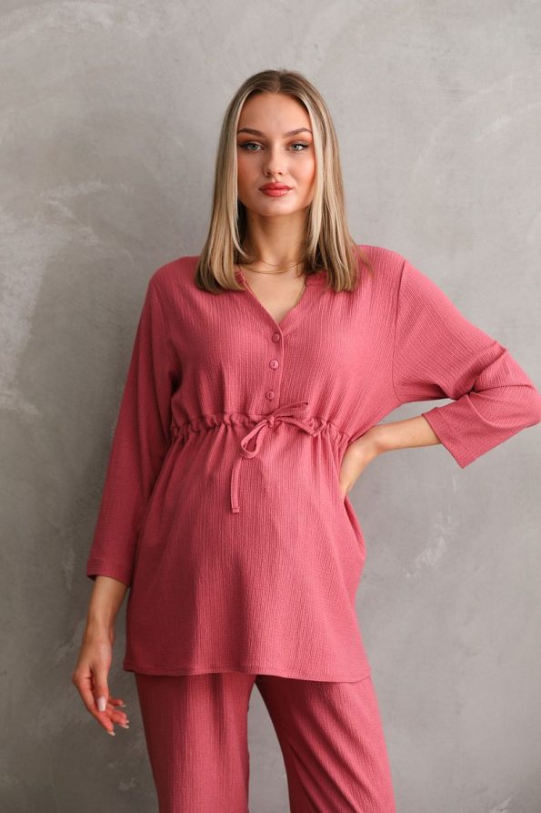 Miss World Lissa Front Button Maternity and Nursing Top and Bottom Set