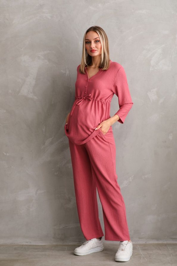 Miss World Lissa Front Button Maternity and Nursing Top and Bottom Set