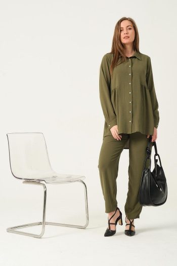 BUSA Maternity Shirt and Pants Set in Khaki