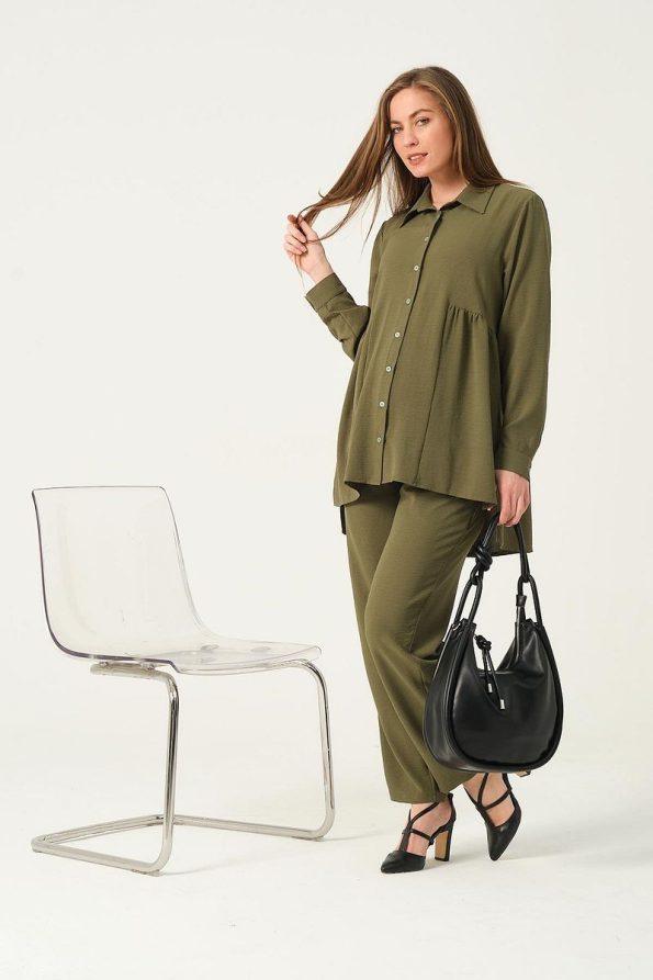 BUSA Maternity Shirt and Pants Set in Khaki