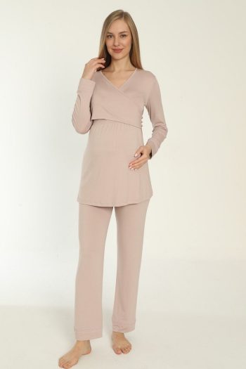 Miss Dünya Lissa Breastfeeding Friendly Long Sleeve Maternity Pajama Set