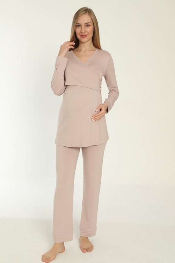 Miss Dünya Lissa Breastfeeding Friendly Long Sleeve Maternity Pajama Set