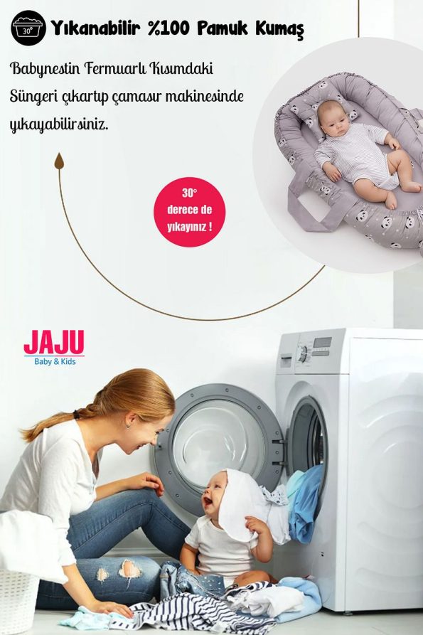 Jaju Baby Gray Panda Nest and Blanket Pillow 3 Piece Set