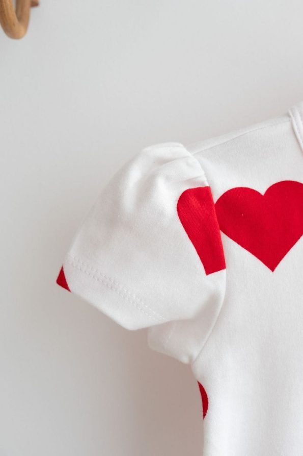 Lilabio 100% Cotton Heart Short-Sleeve Baby Bodysuit