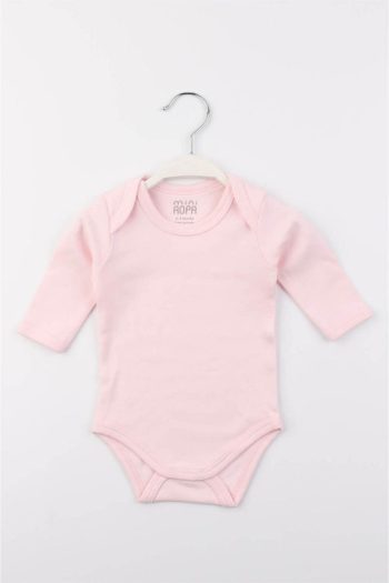 Mini Ropa Cotton Pink Envelope Collar Long Sleeve Baby Bodysuit