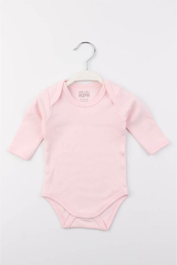 Mini Ropa Cotton Pink Envelope Collar Long Sleeve Baby Bodysuit