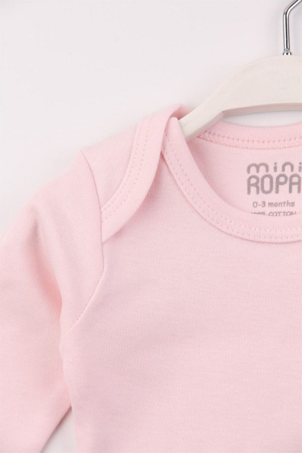 Mini Ropa Cotton Pink Envelope Collar Long Sleeve Baby Bodysuit