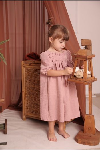 Pommelly Baby Melly Melly Dried Rose Linen Dress