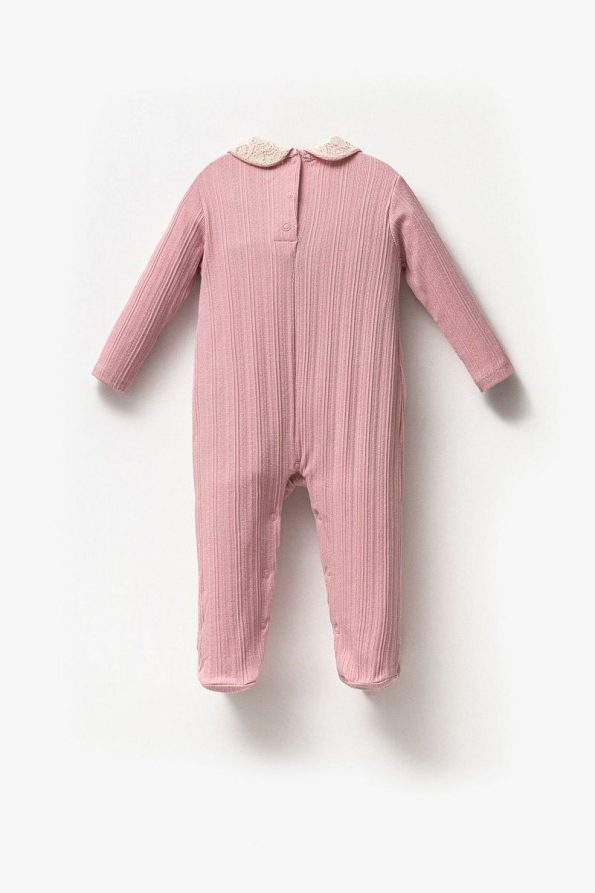 Minipodyum Long Sleeve 100% Cotton Baby Collar Giftable Footed Romper for Girls 3-9 Months