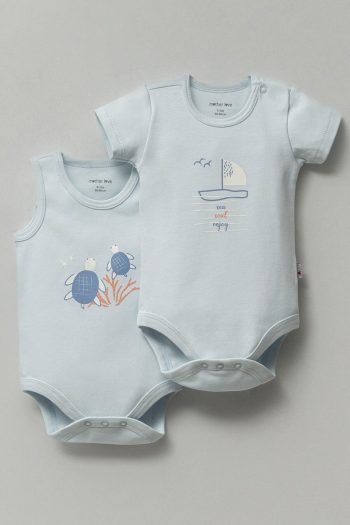 Mother Love Sea-Themed Organic Sleeveless & Short Sleeve Bodysuit