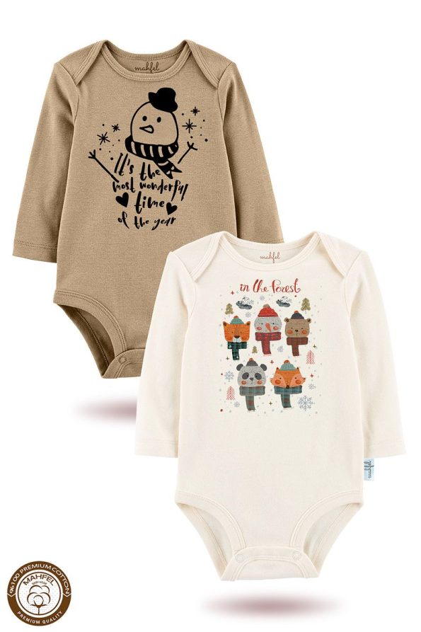 MAHFEL 2-Pack 100% Organic Cotton Printed Baby Bodysuit
