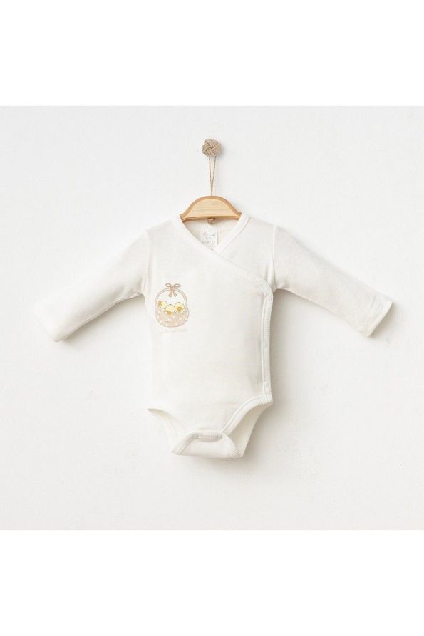100% Cotton Chick Print Cross-Over Baby Bodysuit