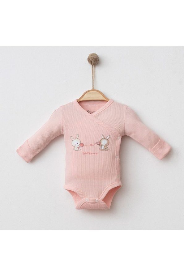 Silver Baby Kids Cotton Bunny Print Cross-Over Bodysuit