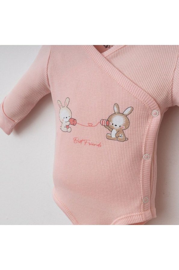 Silver Baby Kids Cotton Bunny Print Cross-Over Bodysuit