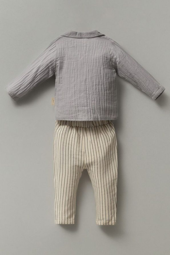 Necix's Muslin Top & Striped Pant Set for Babies