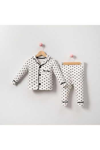 Ege Baby Girls' Seasonal Heart Print Button-Up Nightwear Set