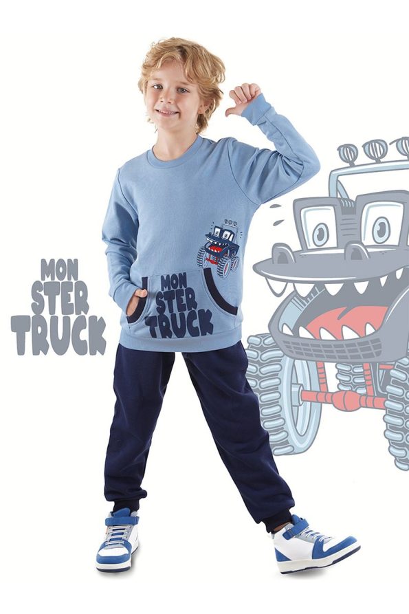Denokids Monster Truck Boys Sweatshirt Set