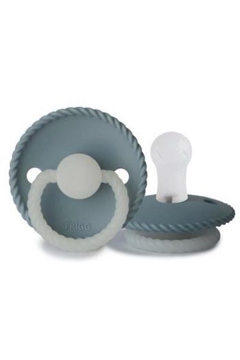 Frigg Rope Silicone Pacifier - Glow in the Dark - Stone Blue Night 0-6 Months