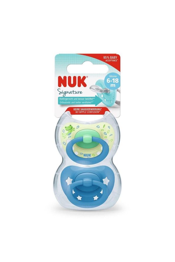 Nuk Signature Silicone Pacifier with Storage Case 2-Pack for Boys 6-18 Months