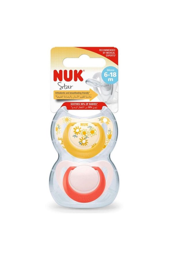 Nuk Pink Silicone Pacifiers for 6-18 Months - Set of 2