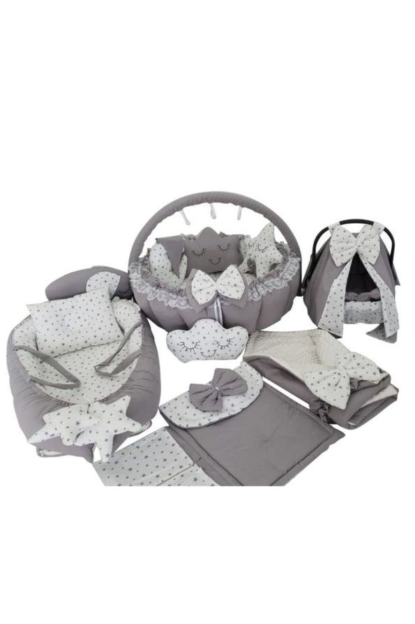 Jaju Baby Luxury Play Mat with Gray Star Design - 14 Piece Set