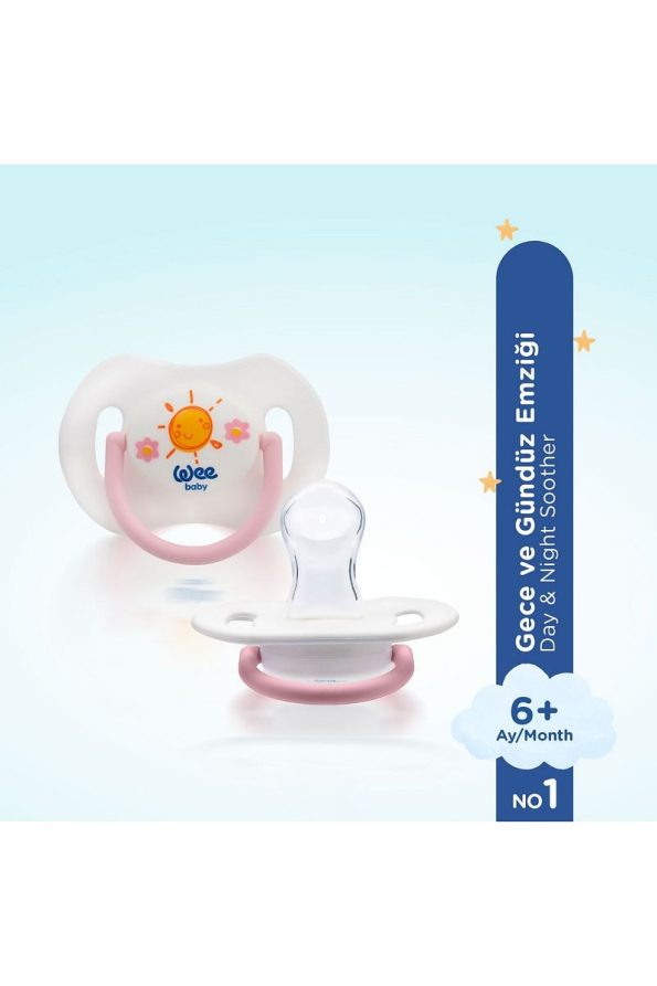 Wee Baby Set of 2 Day and Night Pacifiers No.1 with Storage Case - PINK