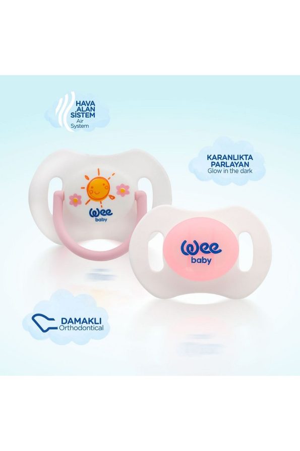 Wee Baby Set of 2 Day and Night Pacifiers No.1 with Storage Case - PINK