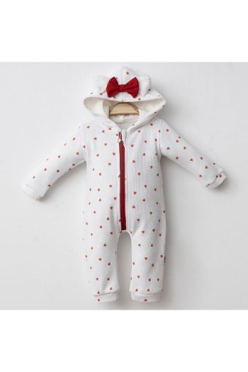 DIDuStore Cute Heart Patterned Hooded Baby Girl Romper
