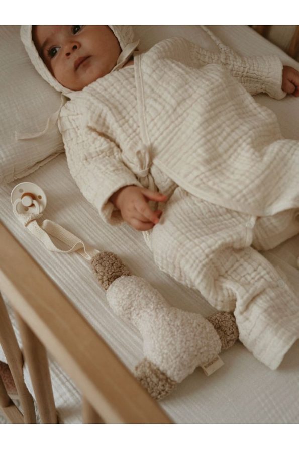 Bohemoon Teddy Duck Pacifier Clip Beige/Cream