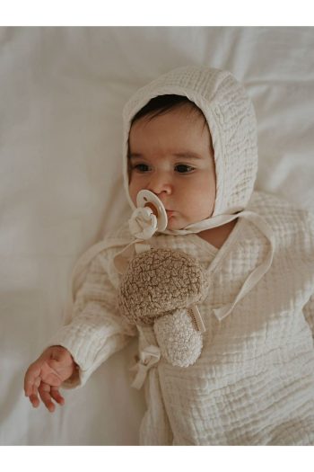 bohemoon Teddy Mushroom Pacifier Clip Beige