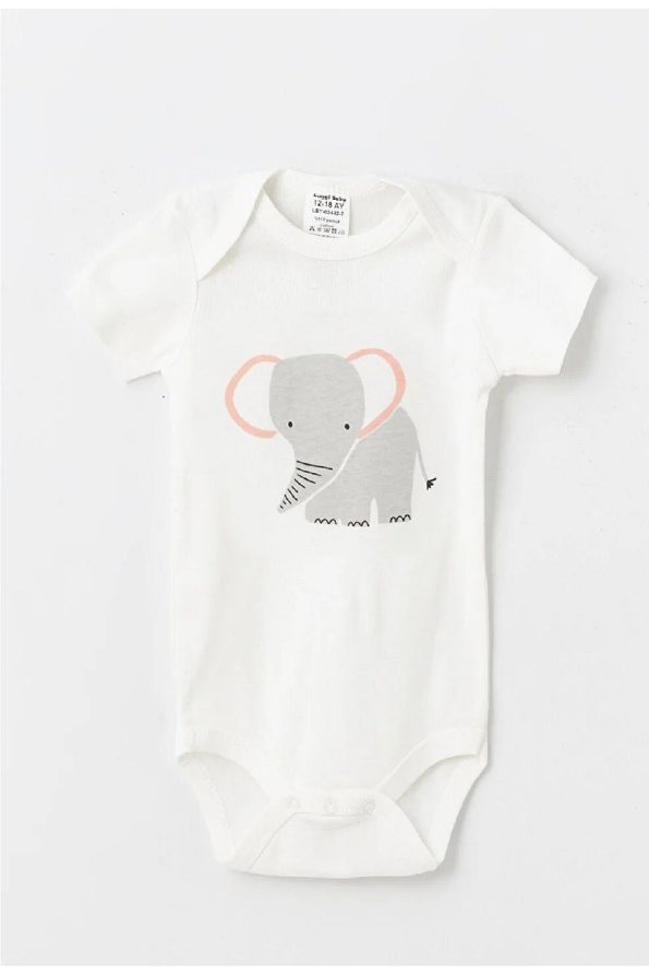 Luggi Baby Bicycle Collar Print Short Sleeve Snap Bodysuit Set