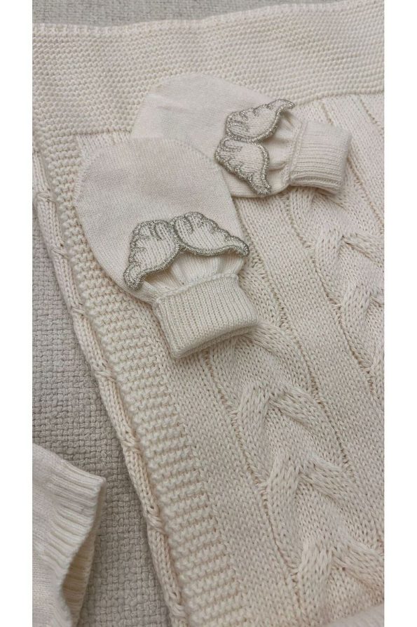 Nipperland Baby Knit Set for Boys and Girls 0-3 Months with Lace Floral Design