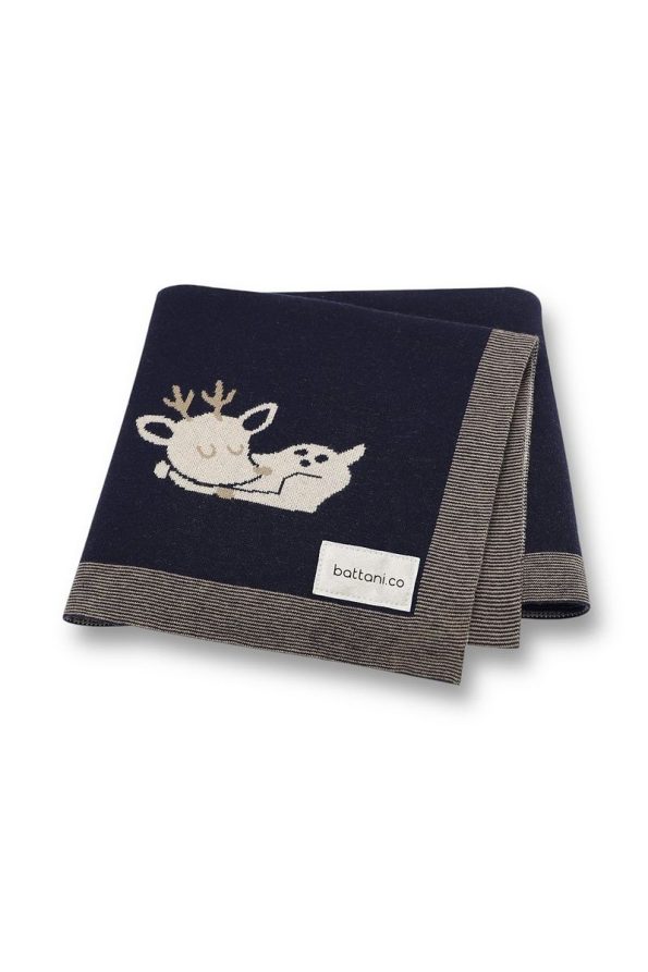 Knitted Baby Blanket for Boys and Girls - Black Deer