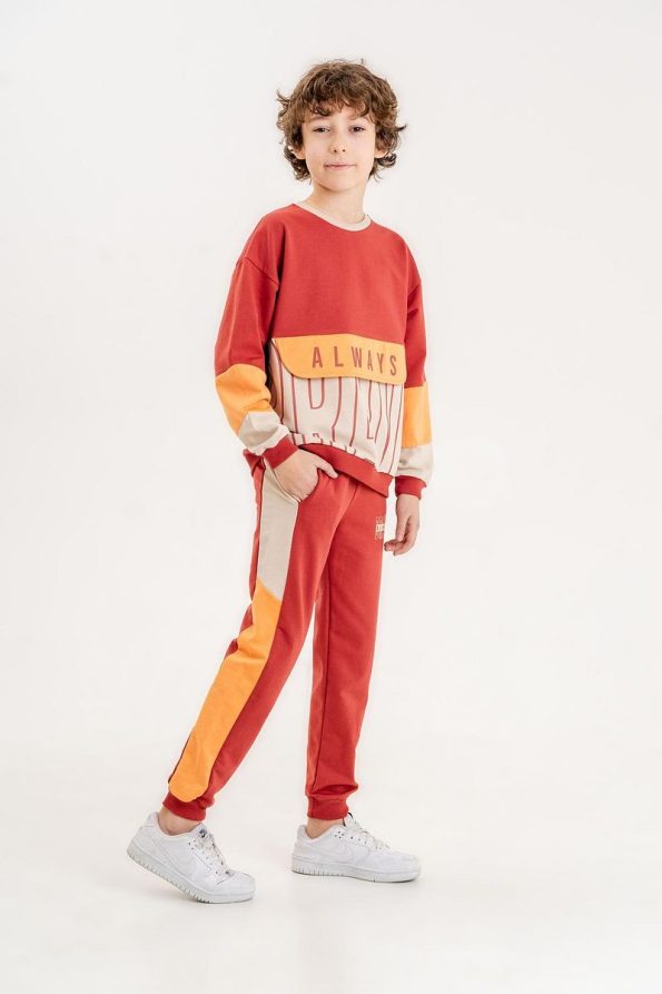 Mışıl Kids Always Brave Printed Hoodie and Pants Set for Boys