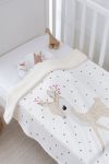 Tuğba Swan Plush Double-Sided Blanket - Flower-Horned Deer